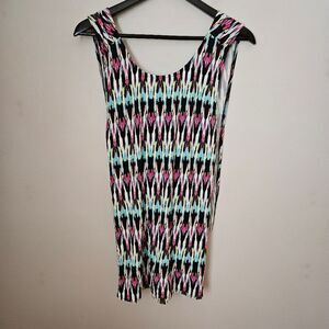 TART Tank Top Blouse Patterned Print Open Back Abstract Casual Summer Vacation